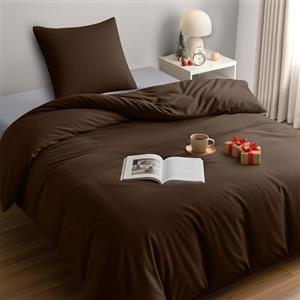 Utopia Bedding Copripiumino Singolo - Microfibra Copripiumino 135x200cm + Federa 80x80cm - Marrone