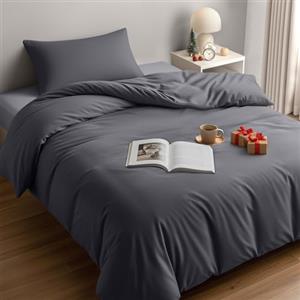 Utopia Bedding Copripiumino Singolo - Microfibra Copripiumino 135x200cm + Federa 50x75cm - Grigio