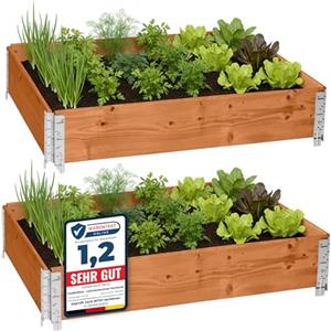 Garronda Orto Rialzato da Esterno per Giardino, Cassoni Orto, Aiuola Rialzata con Telaio in Legno 120x80 cm, Grandi Fioriere per Piante, Fiori, Erbe, Frutta e Verdura GD-0075 (Marrone, 2 pz)