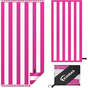 KUOGAS Telo Mare xxl 90×180, Telo Grande In Microfibra Ad Asciugatura Rapida, Telo Bagno Senza Sabbia, Coperta Mare Donna (Rosa rosso)