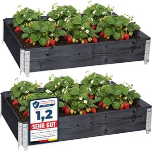 Garronda Orto Rialzato da Esterno per Giardino, Cassoni Orto, Aiuola Rialzata con Telaio in Legno 120x80 cm, Grandi Fioriere per Piante, Fiori, Erbe, Frutta e Verdura GD-0075 (Antracite, 2 pz)