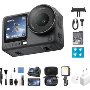 DJI Osmo Action 6 Combo Essenziale, 4K action cam con sensore quadrato 1/1,1″, apertura variabile da f/2,0 a f/4,0, resistente al freddo, batteria da 4 ore (Multiple accessories bundle)