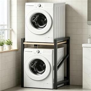 AnYaBinni Kit Scaffale per Incolonnamento Lavatrice e Asciugatrice, 3 Regolabili in Altezza, Unità di Stoccaggio, Capacità Portante 300kg per Bagno, Lavanderia, 55x65x105 CM