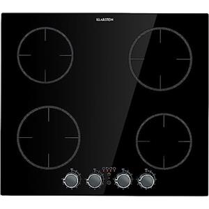 Klarstein Piano Cottura Elettrico Vetroceramica, Piano Cottura Elettrico 4 Fuochi Moderno, 4 Piastre 6000W Integrato, Vetroceramica Touch con Timer
