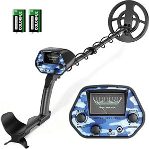 HIUYRFS Metal detector per adulti e bambini, bobina impermeabile IP68, rilevatore d'oro regolabile in altezza 94-122 cm, profondità 18 cm, design leggero per oro, monete, ricerca in spiaggia