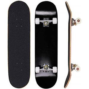 Sumeber, skateboard per evoluzioni da adulti, per principianti, regalo di compleanno, per adolescenti, ragazze, ragazzi e adulti, Tutto nero