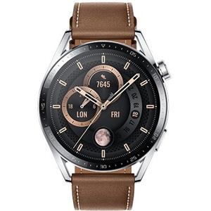 HUAWEI WATCH GT 3 ACTIVE 46 MM JPT B19 GPS CASSA STEEL CINTURINO PELLE MARRONE
