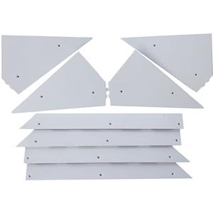 Generico Calcio Balilla angolari Ferma Vetro Serie 8 Pezzi, 4 SX. e 4 DX, Altezza Massima cm. 2, Lunghezza mm.580, in plastica Bianca.