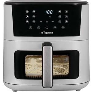 Tognana Iridea, Friggitrice ad aria 10L, doppia resistenza, display digitale, timer, 80-200°C, finestra, 2300W, grigio perla