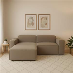 Talamo Italia - Divano fisso con penisola Daniela, Divano componibile con chaise longue sinistra, Sofà moderno in tessuto, 100% Made in Italy, Cm 240x170h70, Tortora