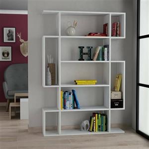 Dmora - Libreria Melpomene, Scaffale da ufficio, Mobile portalibri, Biblioteca, 110x26 h161 cm, Bianco