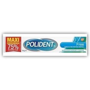 Polident Free - Adesivo per Protesi Dentali Ipoallergenico 70 g, Senza Coloranti e Conservanti