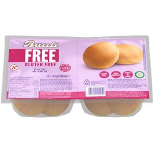 Bauli Free Panini Morbidi - Pane senza glutine per celiaci, 4 Pezzi da 50 g