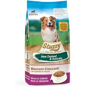Stuzzy, Cibo Secco per Cani Adulti al Gusto Cervo, Croccantini - Linea New Zealand & Australia Formato Sacco da 12 Kg, packaging may vary