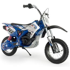 INJUSA - Moto Cross Blue Fighter, Moto Elettrica per Bambini di 6 a 10 Anni, Batteria 24V, con Acceleratore a Pugno, Freno e Ruote Gonfiabili, Velocità Massima 11 Km/h, Colore Blu