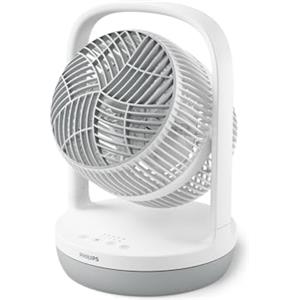 Philips Ventilatore da tavolo Serie 2000. Potente e ultra-silenzioso. 23 dB. Circolatore d'aria. Inclinazione regolabile di 180°.Timer 12 ore. Per camera da letto, casa e ufficio. CX2050, bianco.