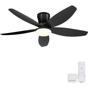 Surtime Ventilatori a soffitto con luci-106CM Ventilatore a soffitto a basso profilo con luce e controllo remoto/APP,DC reversibile, LED dimmabili Ventilatori a soffitto moderni per camera da letto(Nero)
