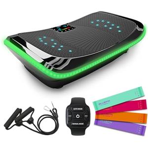 Bluefin Fitness Pedana Vibrante Bluefin® 4D per esercizi per perdere peso, recupero muscolare e drenaggio linfatico, 3 motori ad alte prestazioni, fasce di resistenza e corde di trazione per un allenamento completo.