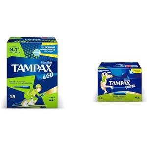 TAMPAX&GO Super + TAMPAX COMPAK Super, 42 assorbenti interni, scopri il TAMPAX perfetto per te, senza coloranti nè profumi, cordino protettivo antiperdita