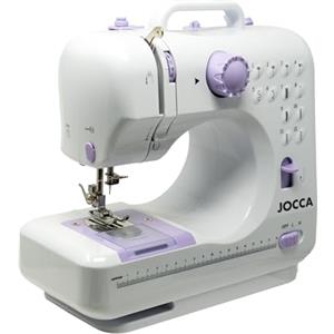 Jocca Macchina da cucire portatile con 12 punti, braccio libero, doppia velocità, luce LED, occhiello in 4 passaggi, accessori inclusi e utilizzo con cavo o batterie