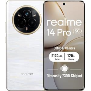 realme 14 Pro+ 5G Smartphone 8+256GB,Bianco Perla, Schermo 6.83 pollici,Refresco a 120Hz, Ricarica Rapida 80W,Batteria 5130mAh, Fotocamera da 108MP,Piattaforma mobile Qualcomm Snapdragon 7s Gen 3,IP69
