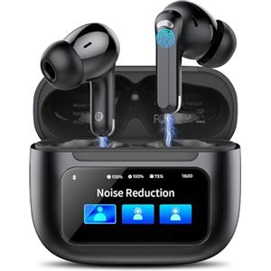 TIMU Antirumore Cuffie Bluetooth, Bluetooth 5.4 Con Touch Screen Multifunzione, 50 Ore Stereo HiFi Cuffie, 5 modalità EQ con ANC/ENC e cancellazione del rumore Cuffie, IP7 Impermeabile Auricolari Wireless