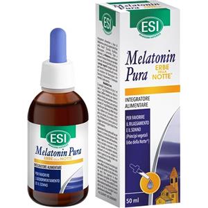 ESI - Melatonin Pura con Erbe della Notte, Integratore Alimentare in Gocce con Melatonina, Passiflora, Biancospino e Camomilla, Favorisce il Sonno, Senza Glutine e Vegan, Gusto Arancia, 50 ml