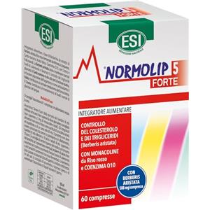 normolip ESI - Normolip 5 Forte, Integratore Alimentare con Berberis, Contribuisce ai Normali Livelli di Colesterolo e Trigliceridi e alla Funzionalità Cardiovascolare, Senza Glutine, 60 Compresse