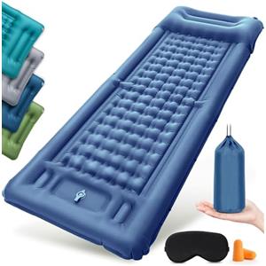 NatuVort Materassino Campeggio 12CM Materassino Gonfiabile, Materasso Autogonfiabile con Pompa a Pedale Materasso Gonfiabile Singolo con Cuscino per Campeggio, Spiaggia, Picnic, Tenda,Blu navy