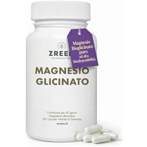 ZREEN Magnesio Bisglicinato (Glicinato) - 120 Capsule - Bisglicinato di Magnesio in Capsule Vegane - Prodotto in Germania - Integratore di Magnesio