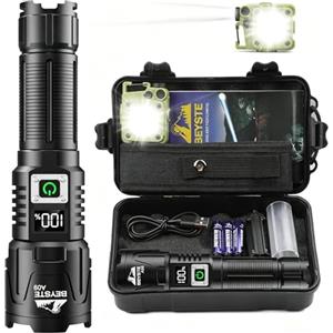BEYSTE Torcia LED Potente Professionale, 1,000,000 Lumen Torcia LED Ricaricabile, Torce Potente Tattica, Torcia Professionale, Torch USB Zoomabile, Impermeabile XHQ99.2 Flashlight portatile