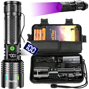 Relybo Torcia LED Potente Professionale, 1,000,000 Lumens Torcia LED Ricaricabile USB, XHM88 Torce LED Alta Potenza Ricaricabili, Torcia Tattica Per Emergenza Regalo Trekking Campeggio