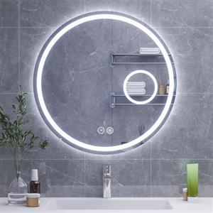 HySail Specchio Bagno con Luce LED, Specchio in Argento HD 5 mm, 3 Temperature di Colore e Luminosità Regolabile, Specchio LED da Parete con Interruttore Touch