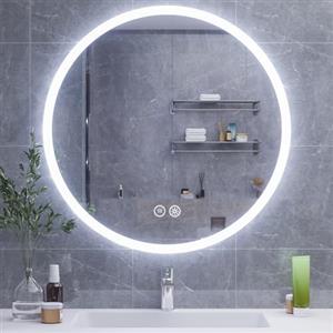 HySail Specchio Bagno con Luce LED, Specchio in Argento HD 5 mm, 3 Temperature di Colore e Luminosità Regolabile, Specchio LED da Parete con Interruttore Touch (3 Colori + Dimmable, 80L x 80l cm)