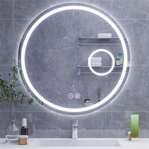 HySail Specchio Bagno con Luce LED, Specchio in Argento HD 5 mm, 3 Temperature di Colore e Luminosità Regolabile, Specchio LED da Parete con Interruttore Touch