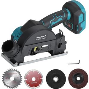 Heimerdinger Sega circolare senza fili da 10,2 cm e mini smerigliatrice angolare compatibile con batteria Makita da 18 V (non inclusa), motore brushless 2 in 1, a 3 velocità, reversibile per legno, metallo