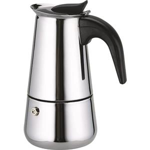 HOME SOLAZZIA Moka express 4 tazze 200 ml, Caffettiera in Acciaio Inox con Manico Anti-Scottatura, Compatibile con Fornelli Elettrici e Gas (4 tazze 200ml)