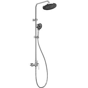 Auralum Colonna Doccia con Miscelatore Altezza Regolabile 1-1,39m, Miscelatore Doccia con Soffione 26x26cm e Doccetta 3 Funzioni per Bagno