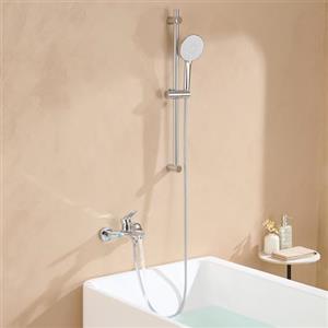 Auralum Rubinetto Vasca da Bagno con 70 cm Saliscendi Doccia Acciaio Inox Regolabile, Rubinetto Vasca da Bagno con Doccetta 3 Geti e Tubo Doccia 1,5 m, Miscelatore Vasca da Bagno in Ottone Cromato