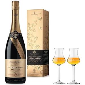 ANDREA DA PONTE VECCHIA GRAPPA DI PROSECCO 8 ANNI 70 CL CON 2 BICCHIERI PER GRAPPA