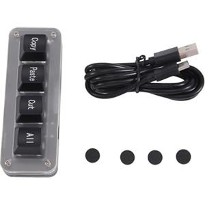 Gosera Mini 4 Seleziona Copia Incolla Taglia Tutto Macro Pad di Scelta Rapida Tastiera con Una Sola Mano Tastiera Meccanica da Gioco RGB Tasto OSU Durevole Facile Installazione