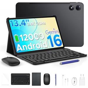 POPUX P13 Pro Tablet 13 Pollici, IPS 2.4K, 120Hz,T7280 Octa-Core, 48GB+256GB(TF 2TB), 12000mAh/18W, 16MP+8MP, 4G LTE, Gemini AI Tablet android 16, Face ID/WiFi5/GPS/FM/Tablet con Tastiera e Penna