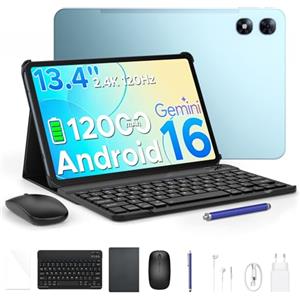 POPUX P13 Pro Tablet 13 Pollici, IPS 2.4K, 120Hz,T7280 Octa-Core, 48GB+256GB(TF 2TB), 12000mAh/18W, 16MP+8MP, 4G LTE, Gemini AI Tablet android 16, Face ID/WiFi5/GPS/FM/Tablet con Tastiera e Penna