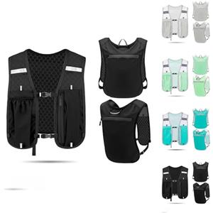 Generisch Gilet da corsa per uomo e donna, leggero, 500 ml, 2 pezzi, leggero, per corsa, corsa, corsa, ciclismo, maratona, moto, ciclismo, escursionismo, Nero , Taglia unica per tutti, Zaino