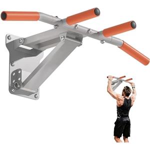 GuuG Barra per Trazioni da Muro: Regolabile in Altezza Sbarra Trazioni a Parete Multi-Grip Pieghevole Multifunzione per Casa, Fitness e Esercizi Forza - Pull Up Bar per Allenamento a Casa Argento