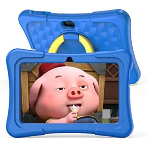 PRITOM Tablet per bambini 7 pollici Android 11, 2 GB RAM 32 GB ROM BT WiFi Doppia fotocamera Giochi educativi Controllo genitori Software con custodia per tablet di tipo C blu