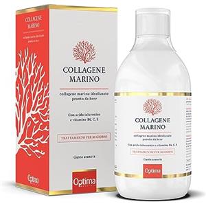Collagene Marino Optima Naturals Collagene Marino Idrolizzato Liquido, pronto da bere, con Acido Ialuronico e Vitamine C, E, B6, 500 ml Collagene Marino Optima Naturals