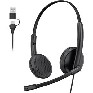 INGA MS Teams Cuffie USB, Microfono con Cancellazione del Rumore, Cuffie Portatili e Regolabili, Adatte per USB-C Smartphone, Computer, Laptop, Ufficio Domestico, Teams