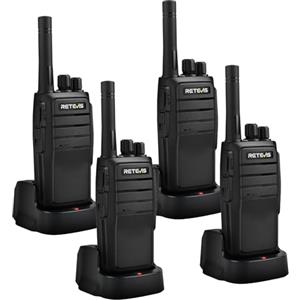 Retevis RT21 Palmare Walkie Talkies Radio 16CH Ricaricabile a Lunga Distanza a 2 Vie con CTCSS/DCS VOX per Airsoft Hiking Festival Pianificazione Sicurezza (4 Pezzi Nero)
