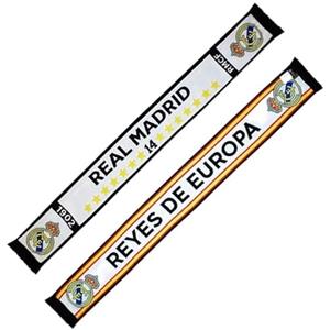 Real Madrid Sciarpa Tubolare Commemorativa delle 14 Coppe dei Campioni. 150x19 cm. Prodotto Ufficiale.